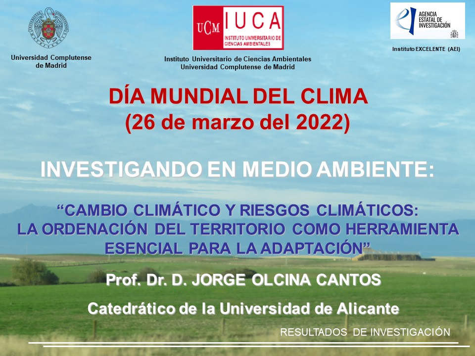 DÍA MUNDIAL DEL CLIMA (26 de marzo del 2022).